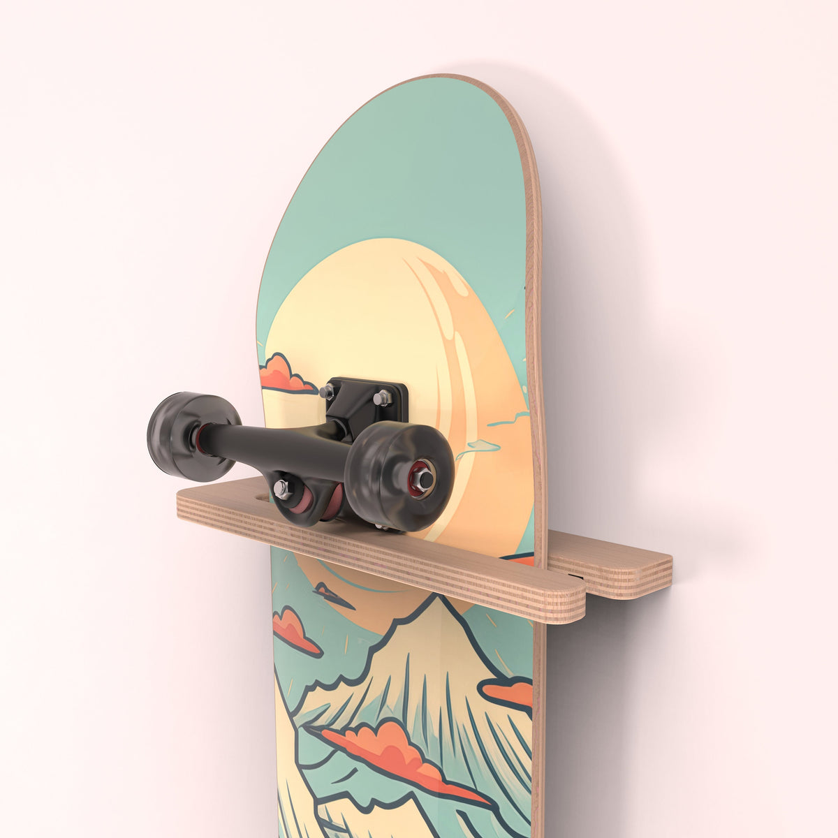 Single board hanger V2 holding a longboard