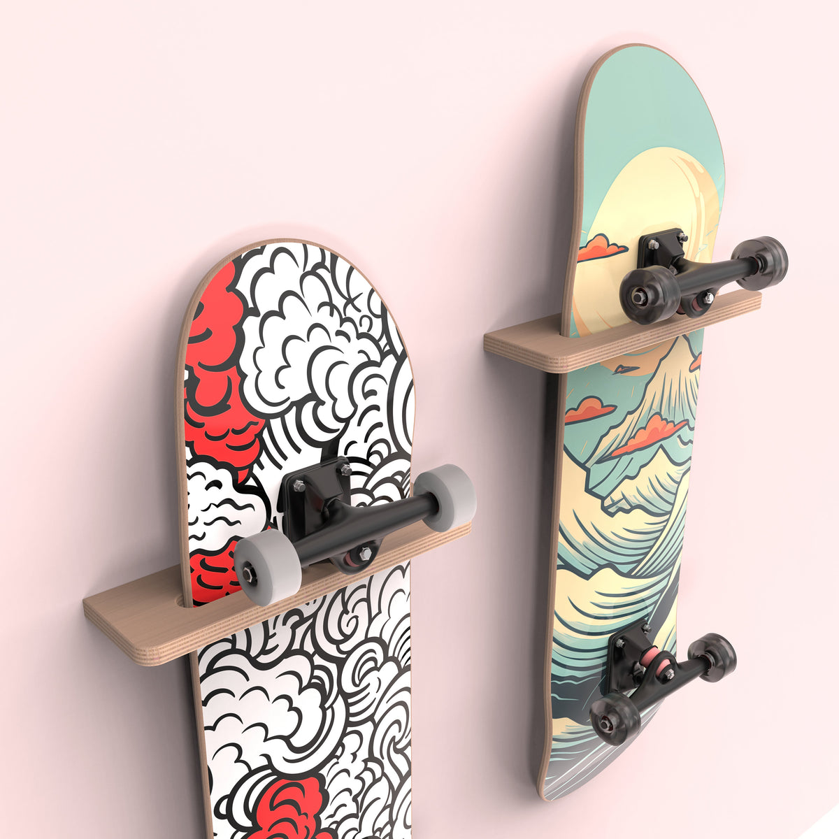 Minimalist single skateboard wall mount V2