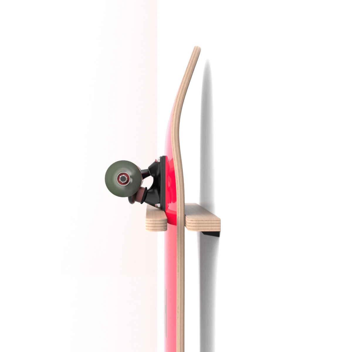 Skateboard displayed on wall with V2 mount