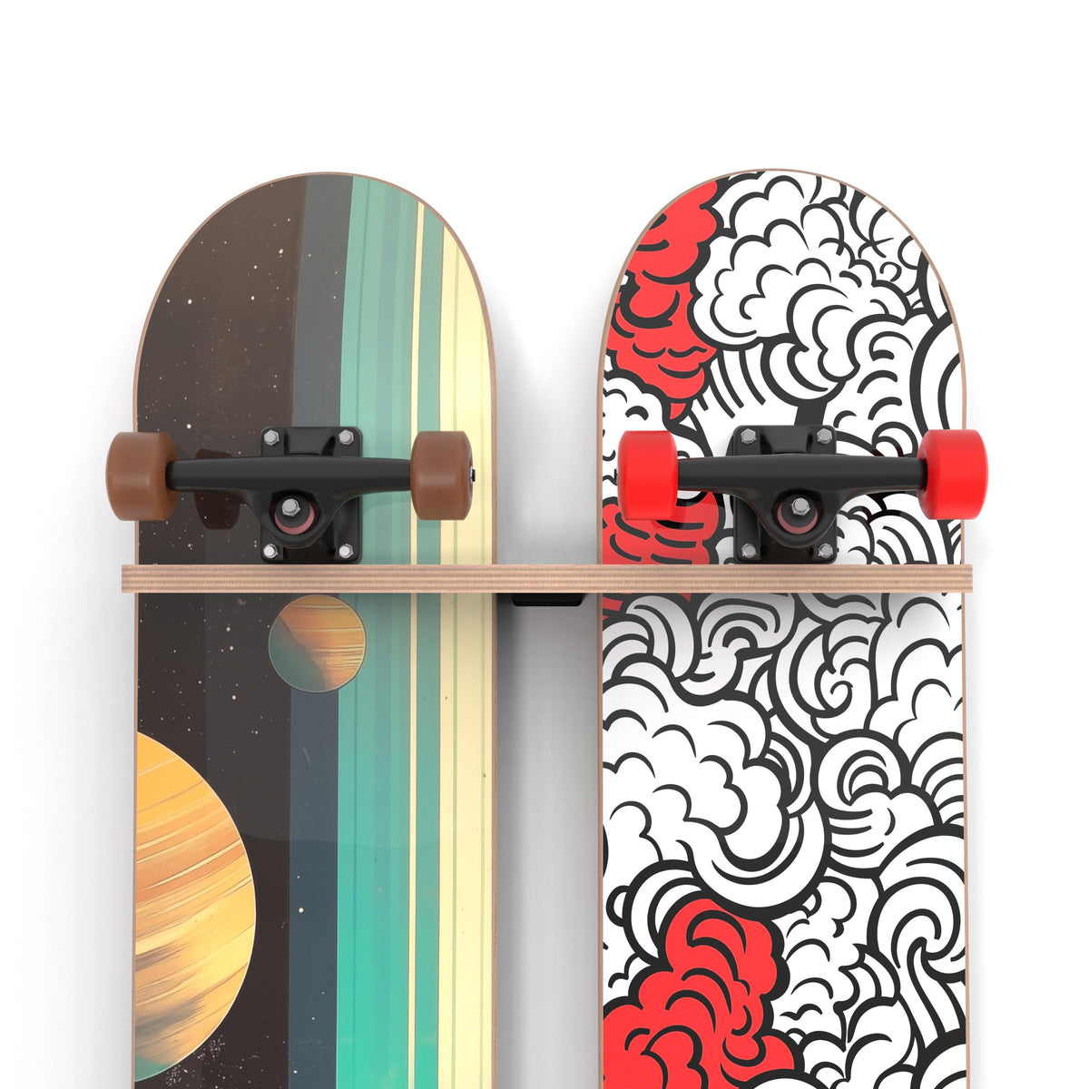 Minimalist double skateboard wall mount V2